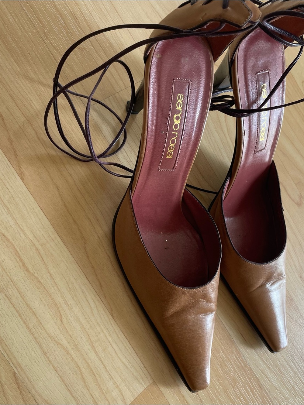 Sergio Rossi Tan Leather Lace Up Corset Pumps Vintage Y2K IT 39 US 8-8.5